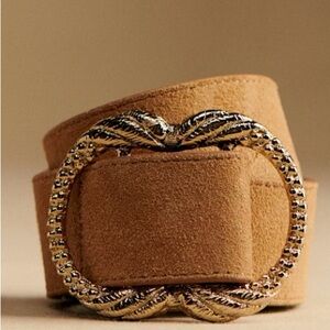 Sezane Tan Belt with Gold Buckle